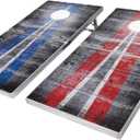 GoSports 4 x 2 ft Aluminum Cornhole Game Sets  Choose LED Lights or Standard - Set Includes 2 Foldable Regulation Size Boards, 8 Bean Bags, & Rules