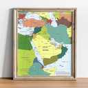 3 x Middle East CIA Map - Iraq Iran Israel Political 2003 Wall Poster - Palestine, Gaza Strip, West Bank, Lebanon War -Unframed Home Schooling Classroom (16"x19")