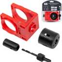 RKK Door Lock Installation Kit, Including 2-1/8" and 1" Hole Saw with Guide Template & Arbor Hole Saw Kit for Wooden Doors/Windows (1 Set)