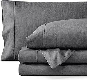 Bare Home Queen Sheet Set - Luxury 1800 Ultra-Soft Microfiber Double Brushed - Deep Pockets - Easy Fit - 4 Piece Set - Bedding Sheets & Pillowcases (Queen, Heathered Grey)