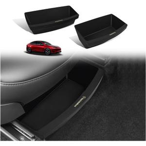 VaultsOnWheels Under Seat Storage Box Fit for 2026 Model Y Juniper Refresh Accessories, Console Organizer Tool Box Custom Fit Detachable Underseat Organizer