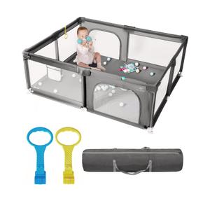 71" x 59" Extra Large Baby Playpen for Babies and Toddlers, Safe Activity Center with Soft Play Fence, Indoor Safety Yard, Easy to Assemble and Clean (Gray)