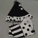 2 Pcs Halloween Clown Costume Set Jester Hat Headband Ruffle Collar Accessory Joker Outfit for Halloween Cosplay (Black, White)