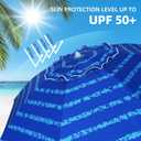 AMMSUN Beach Umbrellas for Sand Heavy Duty Wind Portable, 6.5 ft Beach Umbrella with Sand Anchor & UV Protection, Carry Bag for Outdoor Patio Garden Outdoor, Blue