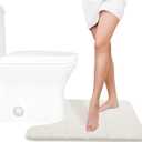 Yimobra Memory Foam Toilet Bath Mat U-Shaped, Commode Contour Rug, Soft and Comfortable, Super Water Absorbent, Non-Slip, Thick, Machine Wash Bathroom Commode Contour Rug, 24 X 20 Inches, Cream