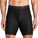 Under Armour Men's Multi-Pack Performance Tech Long-Leg Boxer Brief, 9" Inseam, All-Day Comfort (Black Solid - Core 3 Pack)