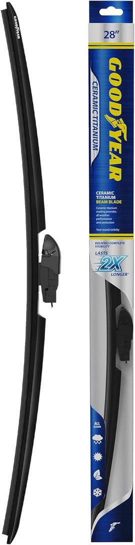 Goodyear Ceramic Titanium 28" Beam Windshield Wiper Blade, Replacement Windshield Wiper Blade with Universal Adaptor, Pack of 1