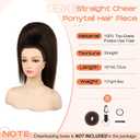 SEIKEA Cheer Ponytail Hair Piece, 100% Super Protein Fiber Straight Cheerleader Hairpiece Lightweight Silky Smooth Fluffy 18" Ponytail Extension for Cheerleader Competition, Dance Black/Dark Brown