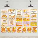 JarThenaAMCS 17Pcs Retro Groovy Welcome Classroom Posters Hippie Rainbow Flower Motivational Posters Bulletin Board Decorations for Back to School Classroom Wall Art Decor