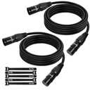 DMX Cable with XLR Connectors,3-Pin Shielded Signal DMX Lighting Cable for Stage Lights, LED Par Cans, DJ Moving Head Par Light & Pro Audio Mic Mixer Recording Studio, 10ft/2 Pack