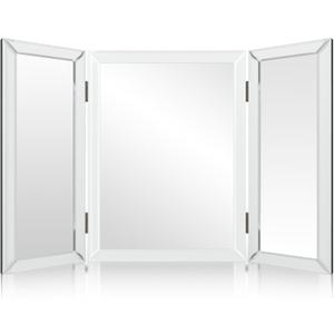 Houseables 3 Way Mirror, Trifold Mirror, Trifold Vanity, Three Way Folding, Tri Fold, For Braiding Hair, 3way, 3 Sided, Three Panel, Triple, Tabletop, Bathroom, Makeup, Self Haircut, 360, 21 x 31 Inch