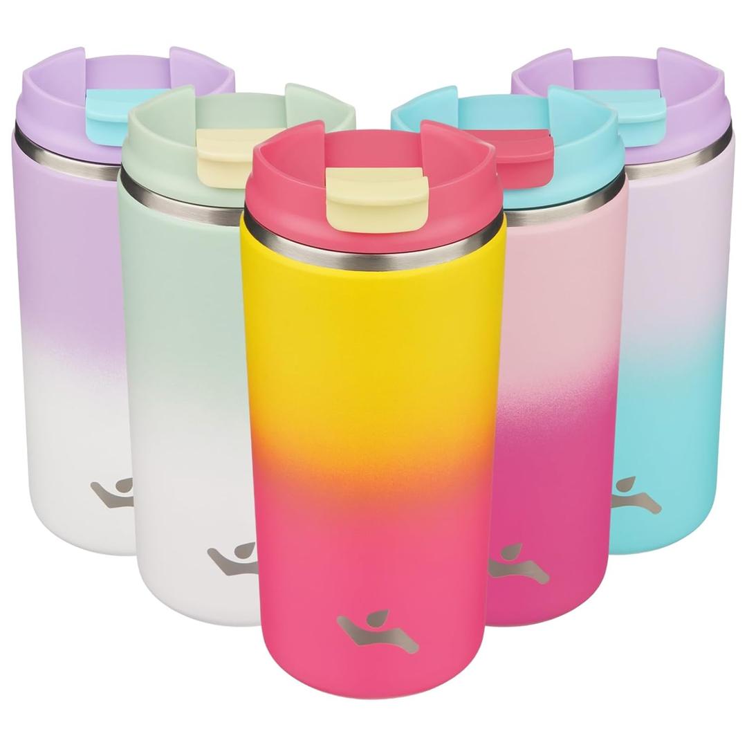 Tumbler with Lid, 12 oz Travel Coffee Mug Double Wall Vacuum Stainless Steel Thermal Metal Cup Insulated Water Bottle,Rainbow