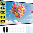 Projector Screen - 100 inch Projector Screen 16:9 Washable Foldable Portable Projector Movies Screen for Home Theater Outdoor Indoor Projector Screens,Support Double Sided Projection