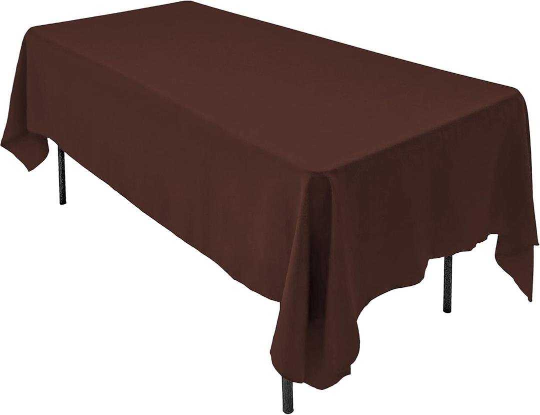 60 x 102-Inch Rectangular Polyester Tablecloth - Made in USA - Wrinkle-Resistant, Flame Retardant, Durable Party Table Cover, Banquet Tablecloth, Wedding Table Cover - Chocolate