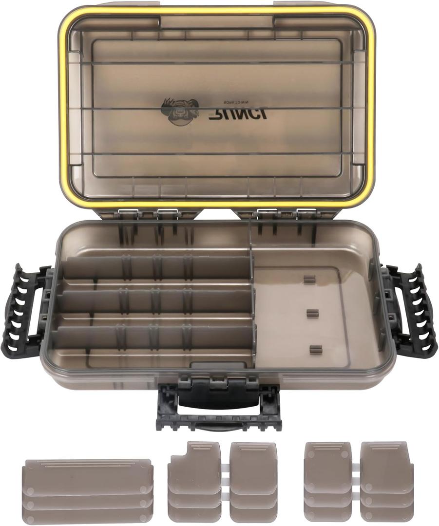 RUNCL Fishing Tackle Box, Waterproof Tray for Jigs Lures, Thicker Floating Tackle Utility Box with Adjustable Dividers, 3600/3700/Large 3700 Size