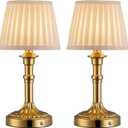KDG Cordless Portables Table Lamp Set of 2, LED Fabric Shade Small Desk Lamps, 5000mAh Battery Powered Lighting, 2700K Stepless Dimmable Light for Living Room, Dining Room, Bedroom, Bedside (Bronze)