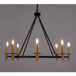 Wellmet Black Gold Wagon Wheel Chandelier, 35inch Diameter Wagon Wheel Chandelier, 8-Light Rustic Wagon Wheel Pendant Light for Living Room, Bedroom, Hallway, Entryway, Dining Room