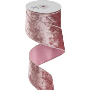 MEEDEE Dusty Rose Velvet Ribbon - 2.5 Inch Crushed Velvet Christmas Ribbon, 10 Yards for Tree Decoration, Wreaths, Crafts