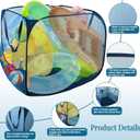 Pop up Pool Toy Storage Bin,32"X32"X30"Pool Float Organizer Bag with 2 Side Pockets Mesh Swimming Pool Toys Organizer with 4 Ground Nails for Inflatable Toys, Float, Beach Ball and Pool Accessories