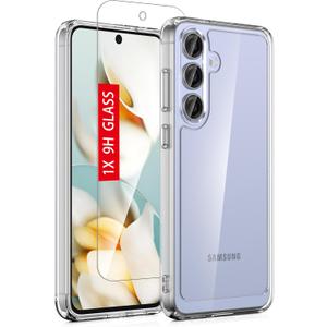 for Samsung Galaxy S25-FE Case: Military-Grade Shockproof Phone Cover with Tempered Glass Screen Protector, Anti-Scratch & Reinforced Bumpers - Crystal Clear