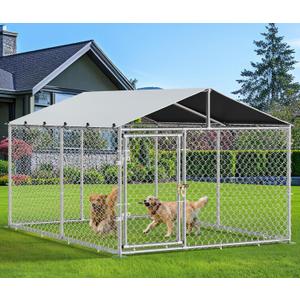 YITAHOME 7.5'x7.5' Outdoor Dog Kennel with Metal Dog Gate, Outdoor Dog Pens with Roof, Heavy Duty Dog Kennel for Backyard Farm Use