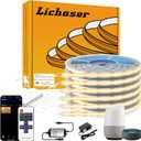 Lichaser 6 Rolls 3.28ft WiFi Flexible COB LED Lights for Wood Slat Wall Panels in Parallel, Acoustic Panel LED Strip Compatible with Alexa, 3000K Dimmable Strip for Acoustic Panels, Shelves Lighting