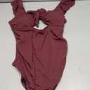 Charmo Ruffle Maternity Bathing Suits for Women Ribbed Tie Knot Maternity Swimsuit Cutout Ruched Pregnancy Swimwear (M, Red)