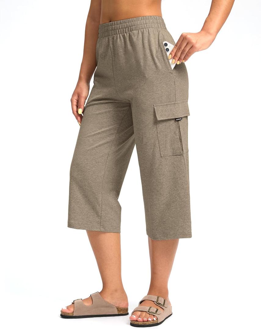Women's Capri Pants with 4 Pockets Soft Cotton Stretch Cropped Pants Loose Cargo Capris for Women Yoga Casual S  Women's Capri Pants with 4 Pockets Soft Cotton Stretch Cropped Pants Loose Cargo Capris for Women Yoga Casual S