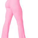 HEGALY Women's Flare Yoga Pants - Crossover Flare Leggings Buttery Soft High Waisted Workout Casual Bootcut Pants Lounge, Large, Barbie Pink
