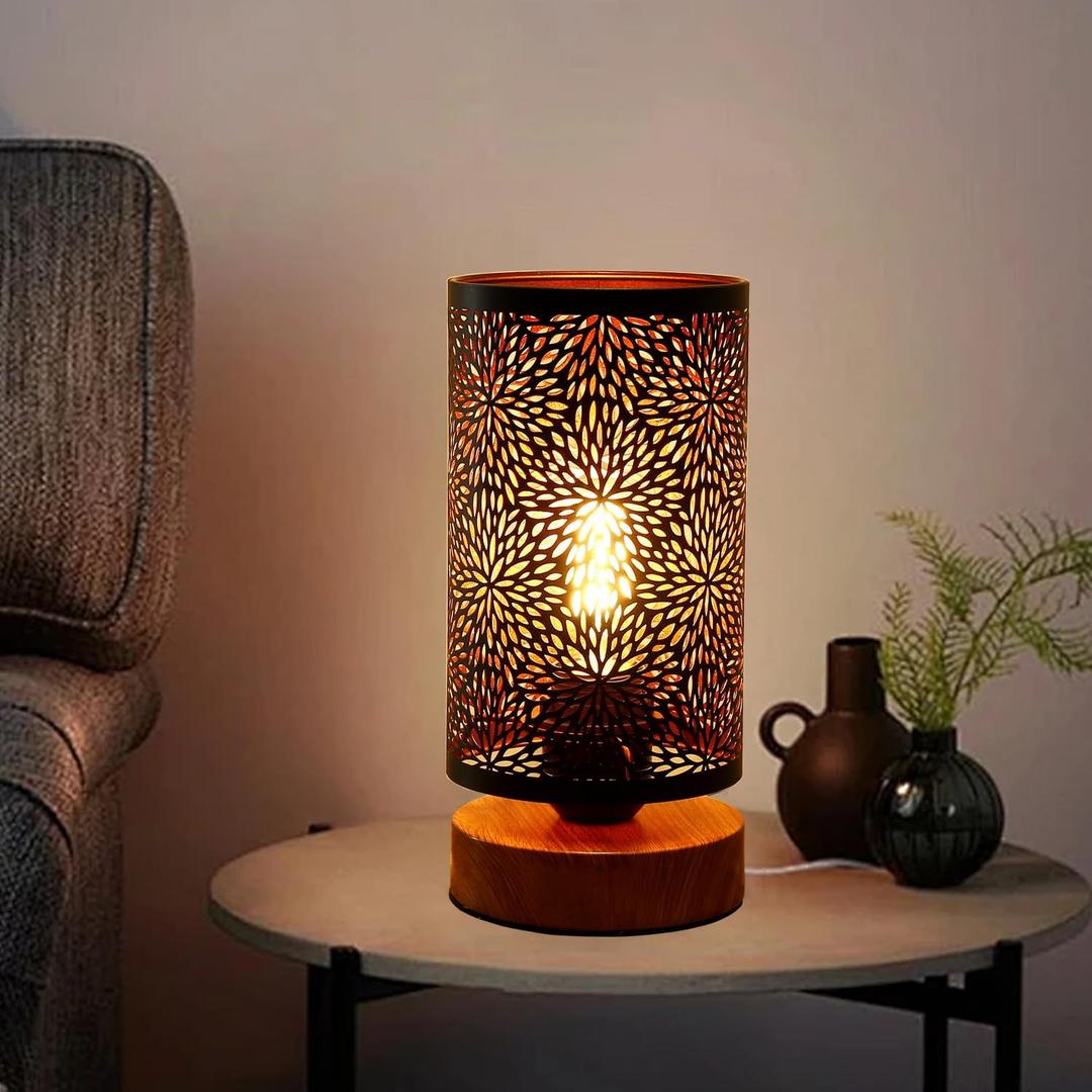 Small Industrial Table Lamps Dimmable, Bedside Lamps for Nightstand,End Table Side Desk lamp with Rustic Black Metal Cage Lampshade for Bedroom, Kids Room Living Room 2700K LED Bulb Included