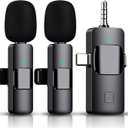 4 in 1 Mini Microphone Wireless Lavalier Microphone for iPhone Android Computer Laptop Camera USB-C,2.4G Ultra-Low Delay,Noise Reduction,Double Lapel Microphone for YouTube TikTok Vlog