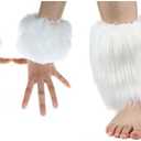 ECOSCO 2 Pairs Faux Fur Cuffs Furry Leg Warmers Wrist Cuff Warmer Boot Cuff For Women Party Costumes Set