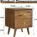 Solid Wood Nightstand with 2 Drawers, Walnut Mid Century Modern Nightstand, Wooden Night Stand, Small Side End Table with Storage for Bedroom