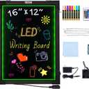VEVOR LED Message Writing Board, 16"x12" Illuminated Erasable Lighted Chalkboard, Neon Effect Menu Sign Board, Drawing Board with 8 Fluorescent Chalk Markers and Remote Control, for Home Wedding Shop