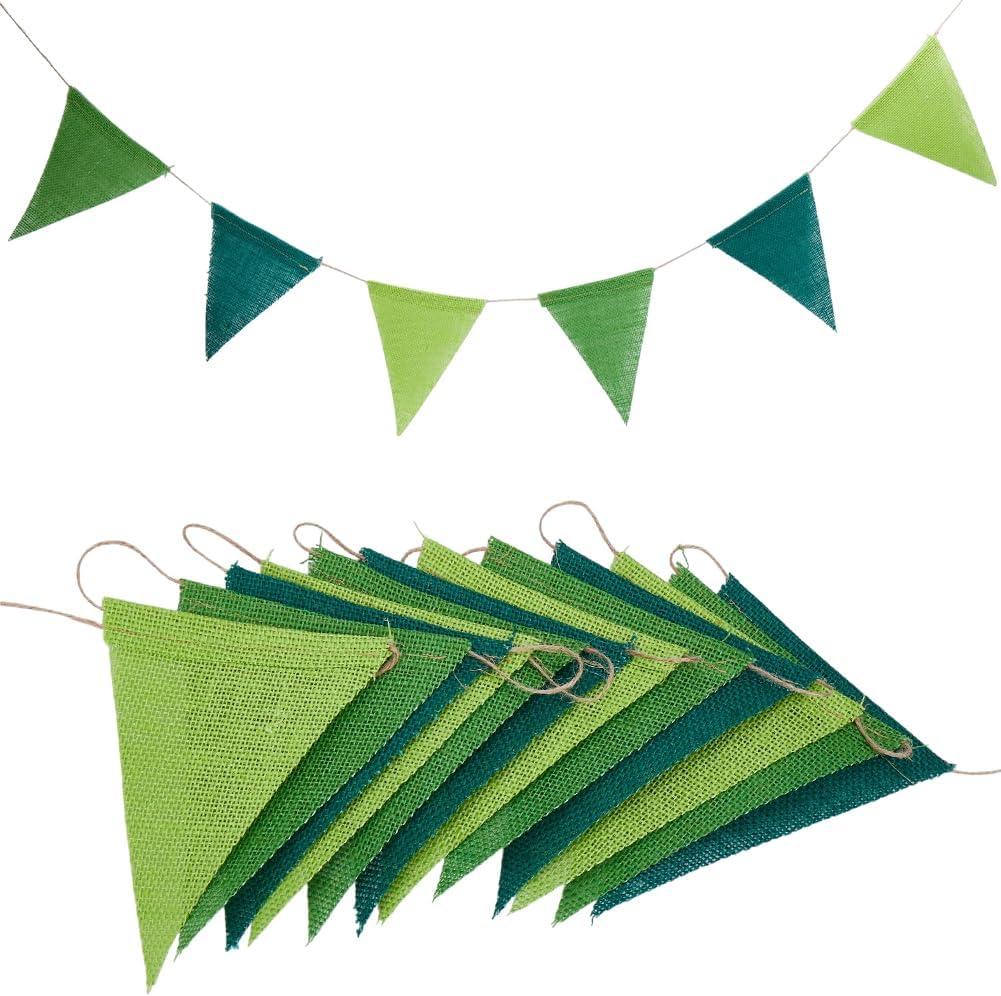 SOFPLATE 26 Feet St Patrick's Day Burlap Banner Green Triangle Pennant Banner Flag Spring Holiday Bunting Garland for Wedding Birthday Party Home Outdoor Camping Garden Hanging Festival Decorations