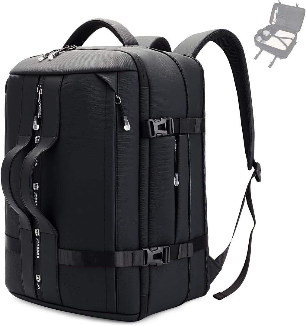 JODEBES Travel Backpack Carry On 50L, Laptop Backpack,Airline Approved Duffel TSA Luggage Bag for Men Women, Water-resistant Large Business Rucksack Daypack, Fits 17.3" Laptop, Black