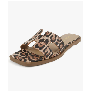 Soda Knit ~ Women Square Toe H-Band Flat Slide Sandals, Size 8