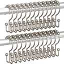 Titanker Shower Curtain Hooks Rings, Rust Resistant Metal Double Glide Shower Hooks Rings for Bathroom Shower Rods Curtains, Set of 24 Hooks - Nickel