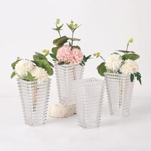 MCMCNCUIU Crystal Vases Set of 4, Clear Glass Vases, Crystal Vase for Centerpieces, Modern Flower Vase for Living Room, Bedroom, Kitchen, Dining Table, Shelf, Wedding, 6 Inches (Small-4 Pack)