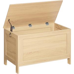 HOOBRO Toy Box, Retro Wooden Look Storage Chest with Safety Hinge, Entryway Storage Bench Supports 330 lb, 29.9 x 15.7 x 18.9 Inches Toy Chest Organizer, Easy Assembly (Natural) NL75CW01G2