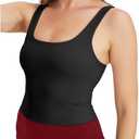 Gauagbr Womens Square Neck Crop Tank Top Trendy Cute Gym Yoga Workout Tops Buttery Soft Going Out Tops for Women, Set of 2, M,L