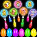 Easter Party Favors for Kids , 24 Pack Easter LED Light Up Finger Lights Easter Basket Stuffers for Kid Boys Girls Easter Egg Hunt Filling Treats Easter Basket Stuffers Easter Party Favor