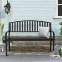 Outdoor Bench Garden Bench, Weatherproof Anti-Rust Heavy-Duty Outside Benches Clearance, Wrought Iron Metal Bench for Front Porch, Patio, Park
