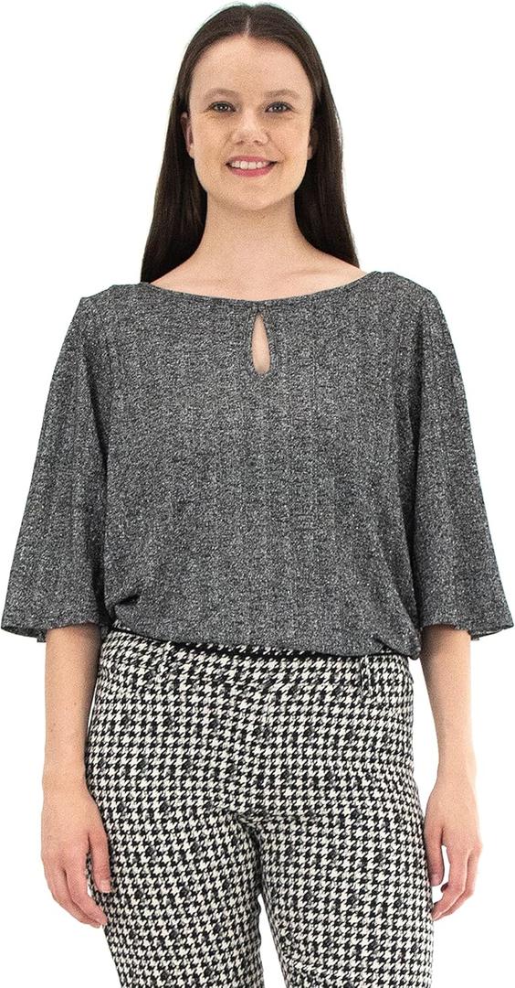 Zac & Rachel Women's Wide Rib Knit Top with Lurex (Medium)