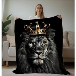 HUNXIAOJ Lion Throw Blanket Animal Print Blanket King Size Lion Lovers Gifts Soft Warm Blankets for Bedroom Sofa Bed (40 in x 50 in)