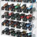 25 Monster Trucks Display Case for 1:64 Scale Monster Trucks, 5-Tier Clear Monster Truck Storage Organizer, Wall Mount Display Shelf Holds 25 Trucks, Toy Car Display Case for Collectors & Kids