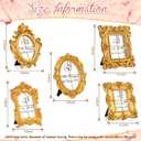 Maitys 15 Pcs Mini Picture Vintage Frames with Stands Tiny Antique Photo Baroque Ornate Resin Oval Frame Table Top Display Home Wedding Decor (Gold)