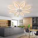 41" Modern Ceiling Fan with Lights and Remote Control, Dimmable 6 Speed Reversible Blades, LED Flush Mount Bladeless Low Profile Ceiling Fan Flower Lamps for Living Room, Fan Ceiling Lamp 150W