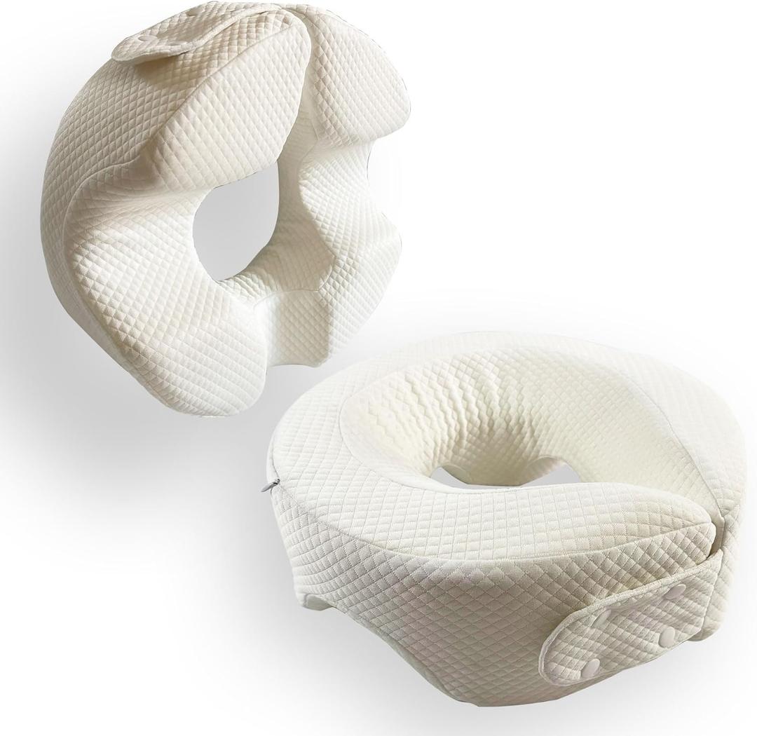 LittleJimmy Breathe Easy Face Down Pillow - Comfortable Stomach Sleeper Pillow for Prone Sleeping - Adjustable Headrest Pillow - Ideal for Contoured Post-Eye Surgery Support (Firm Version)