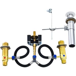 Rough-In Valve with Drain Assembly, Compatible with Moen Widespread Laundry Sink Faucet, 1/2-Inch IPS Connections, Brass Construction